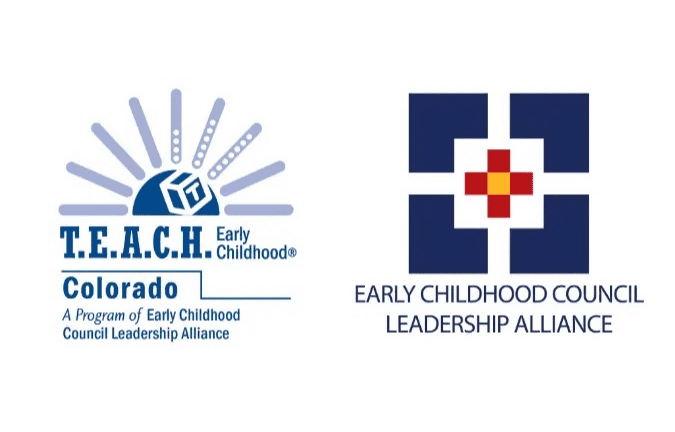 Two logos side-by-side: T.E.A.C.H. Early Childhood Colorado & Early Childhood Council Leadership Alliance